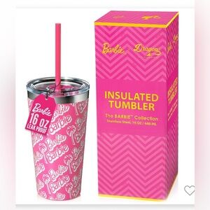 Barbie Pink Stainless Steel Tumbler with Straw